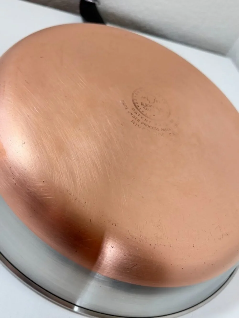 VTG Revere Ware Pre '68 12in Skillet Frying Pan Copper Clad Riverside *NO Lid